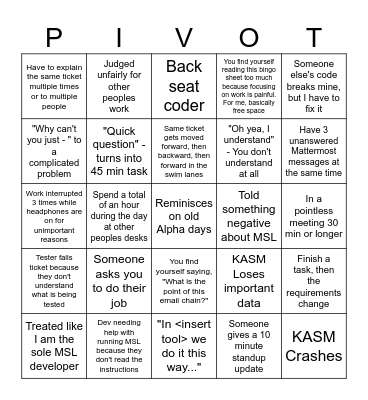 Work Life Bingo! Bingo Card