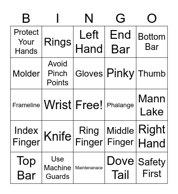 Safety Bingo Card