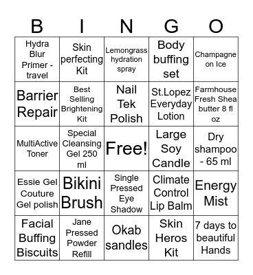 Remedy Facial Bar & Spa Bingo Card