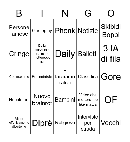 Tik tok bingo con il tommy froggy e minh Bingo Card