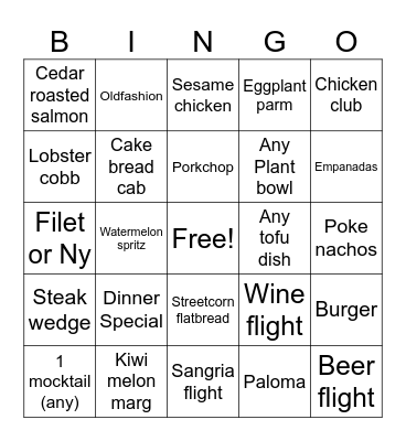 Harvest Bingo Card