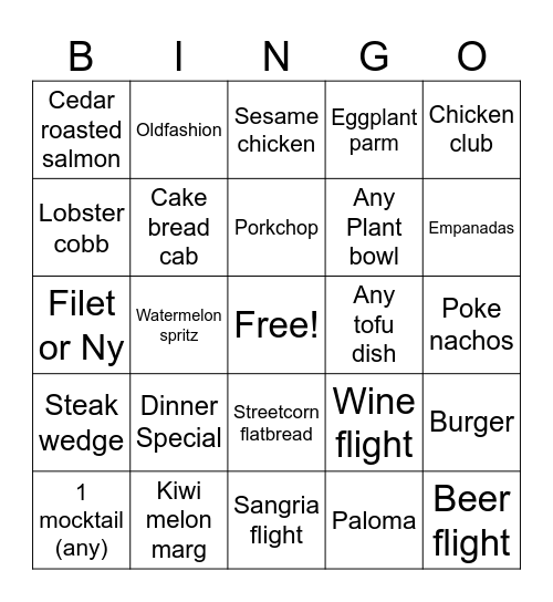 Harvest Bingo Card