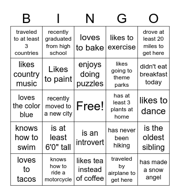 Find Someone Who... Bingo Card