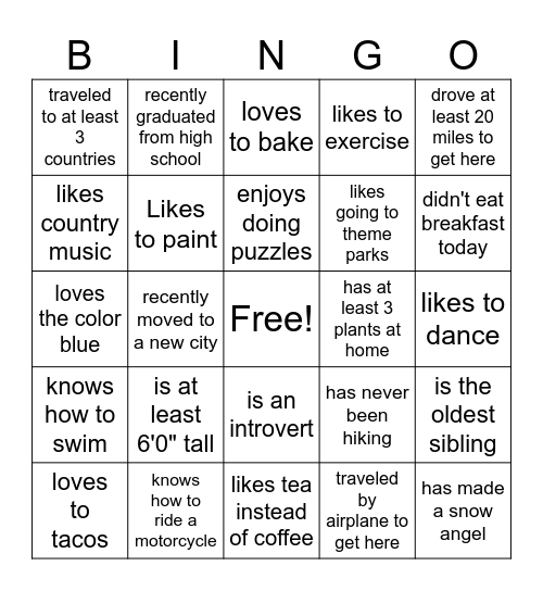 Find Someone Who... Bingo Card