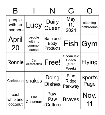 Who Knows the Couple Best? Bingo Card