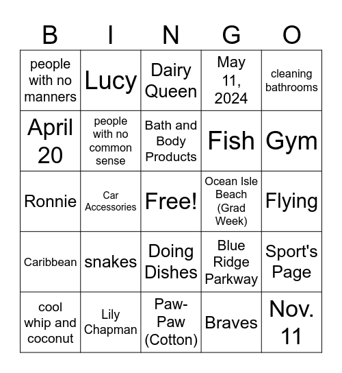 Who Knows the Couple Best? Bingo Card