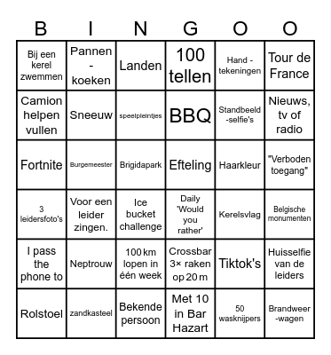 some random bingo voor chirokamp Bingo Card