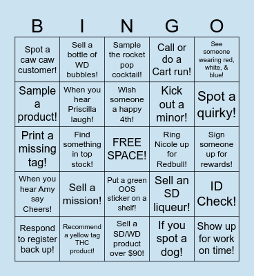 4th Of July Bingo Card