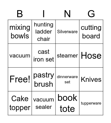 Bridal Bingo Card