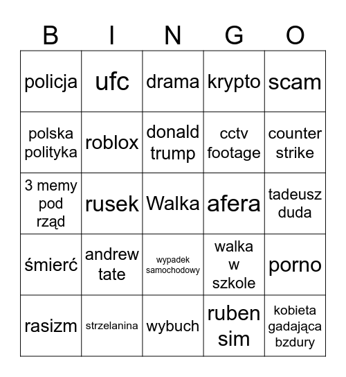 twitter Bingo Card