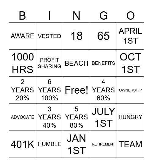 ESOP BINGO Card