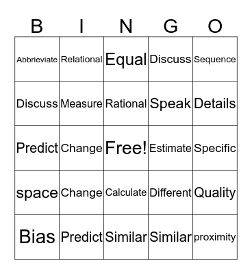 Vocabulary Bingo Card