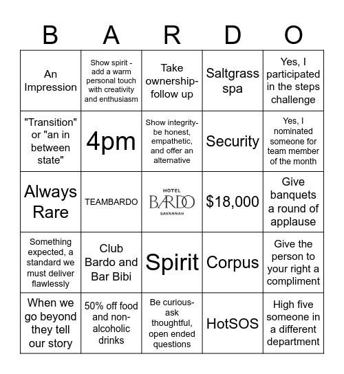 Q2 Rally Bingo Card