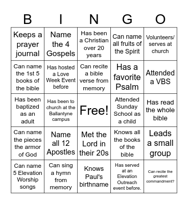 Host Ice Breaker Bingo Card