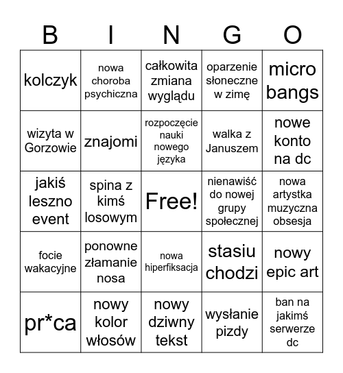 Fanta 2025 Bingo Card