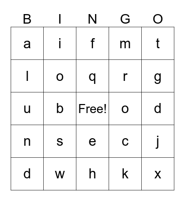 Alphabet Bingo Card