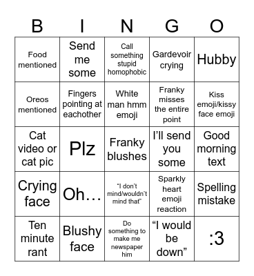 Franky Bingo Card