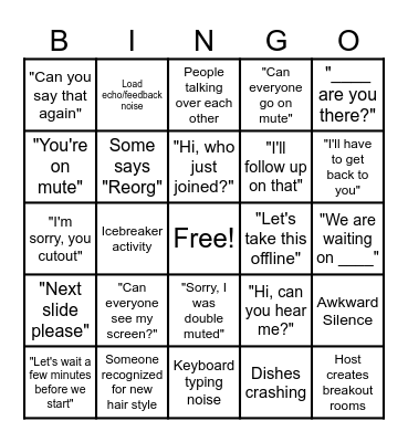 All Hands Bingo Card