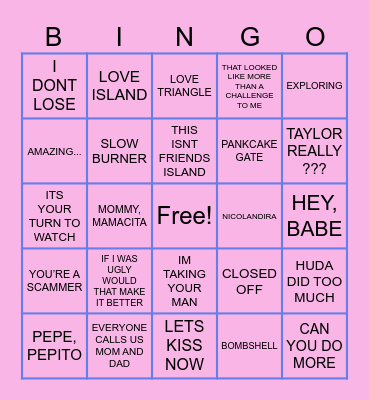 LOVE ISLAND Bingo Card