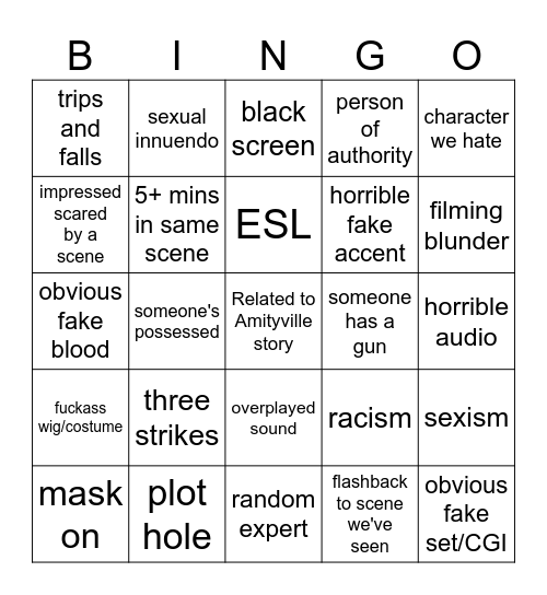 Amityville Bingo Card