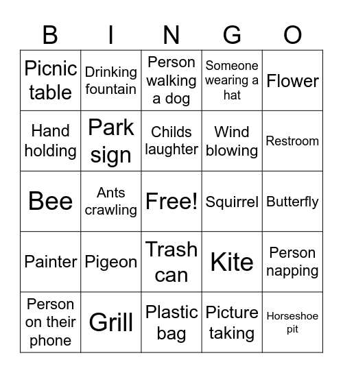 Park Bingo Card