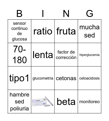 bingo de la diabetes Bingo Card