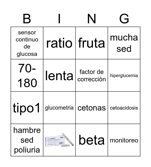 bingo de la diabetes Bingo Card
