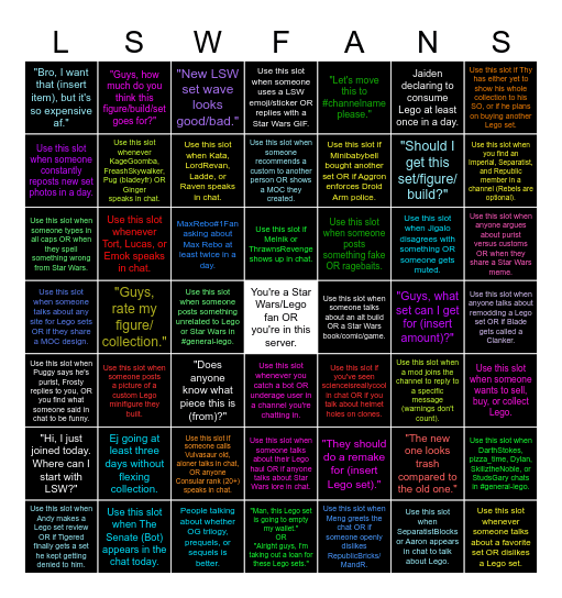 LSW Discord Bingo Card Bingo Card