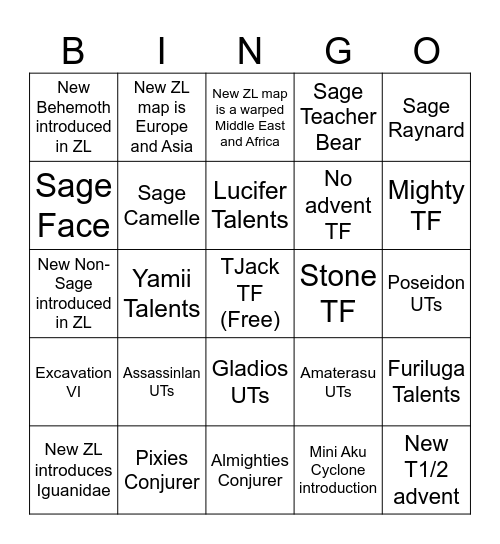 14.5 Bingo Card