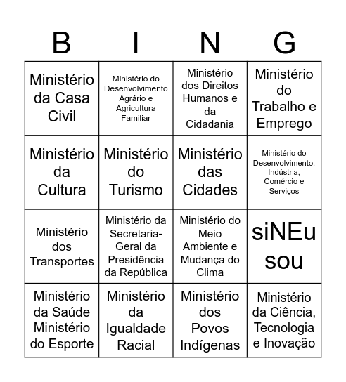 Bingo sem título Bingo Card
