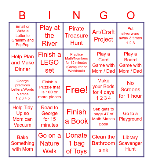 Summer Bingo! Bingo Card