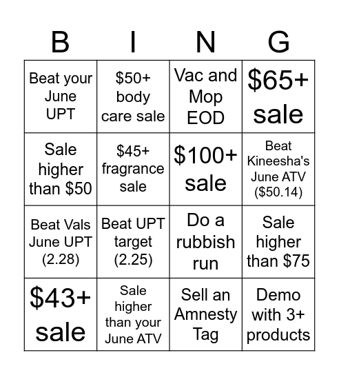 ATV Week 27 Bingo Card