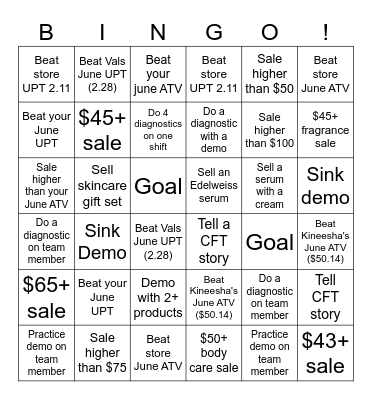 JULY Bingo Card
