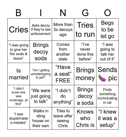 Takedown BINGO Card