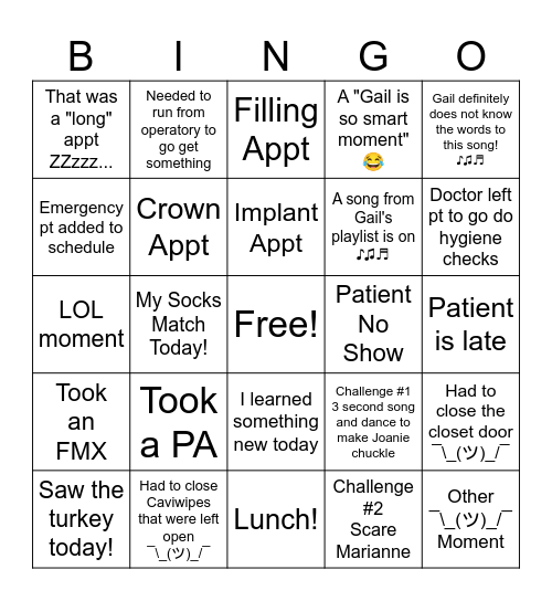Gail is Away - Deni will play... Bingo Card