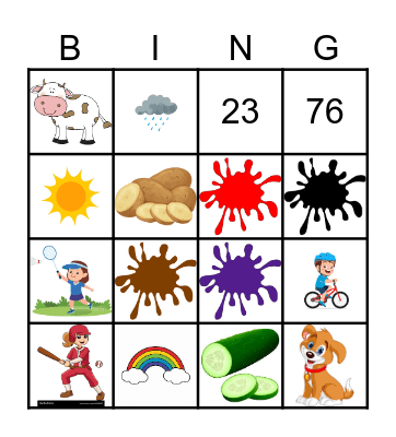 multi vocabulary Bingo Card