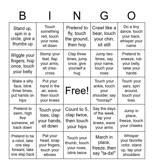 3-Step Bingo Card