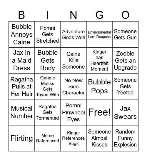 TADC Episode 5 Bingo Card Bingo Card