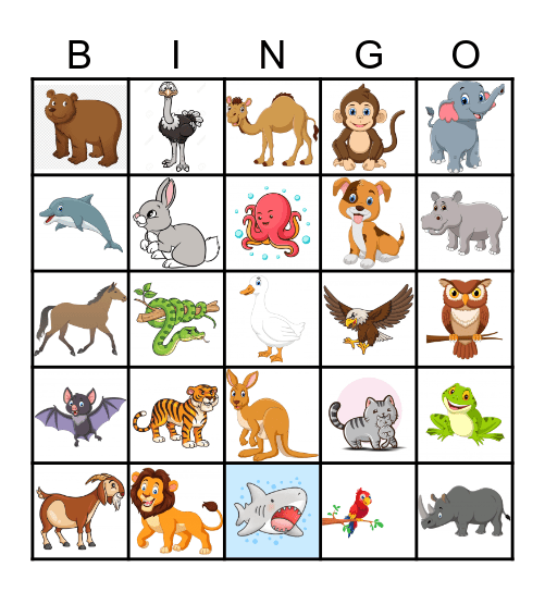 Animal Bingo Card