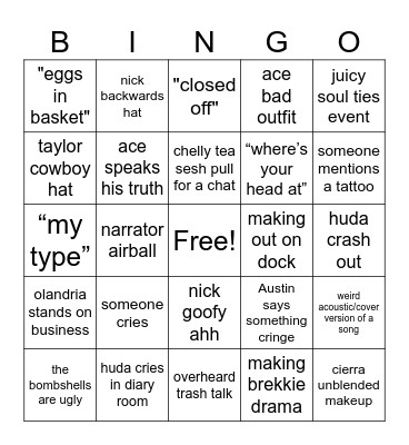 Love island szn 7 Bingo Card