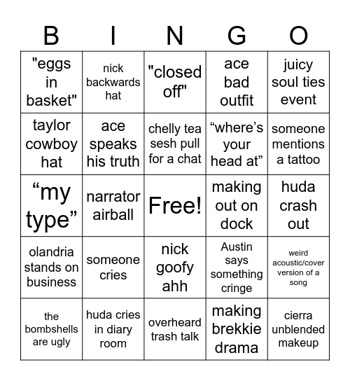 Love island szn 7 Bingo Card