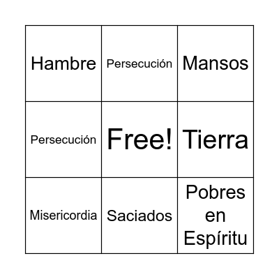 BINGO DE LAS BIENAVENTURANZAS Bingo Card
