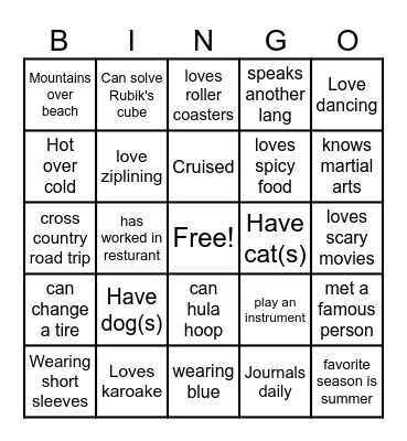 July Bingo Card