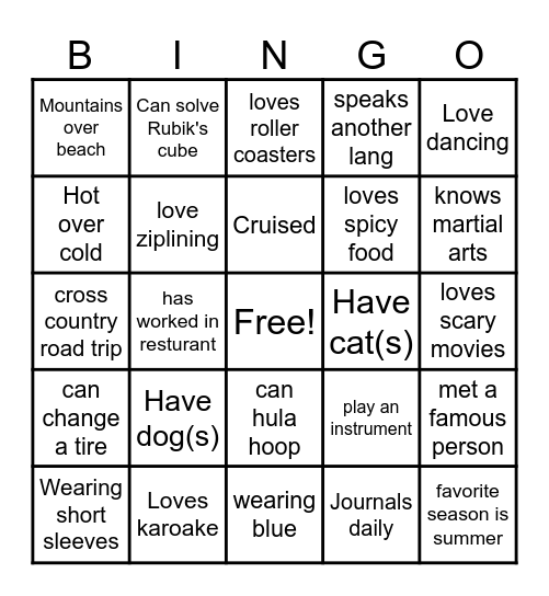 July Bingo Card