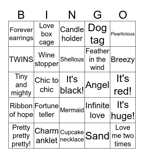 Pearl Party Bingo Card