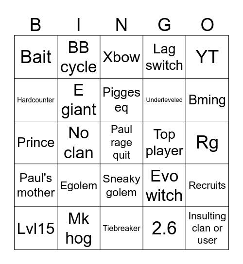 10push Bingo Card