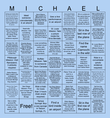 Dad's Away From Home Bingo Card