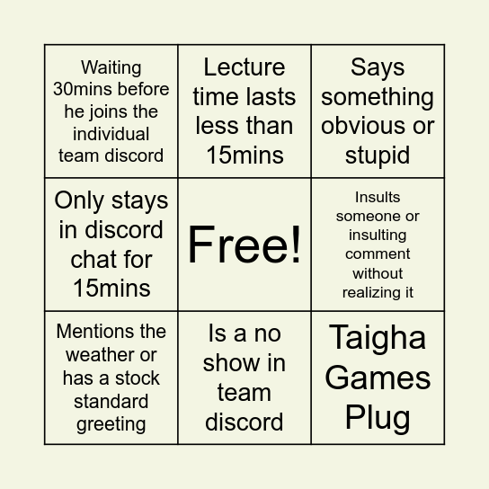 Wednesday Bingo A Go Go! Bingo Card