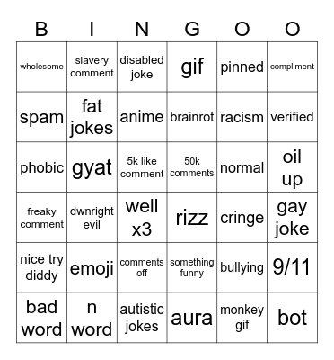 ig reels Bingo Card