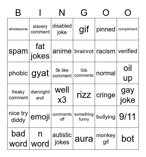 ig reels Bingo Card